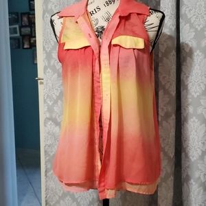 2 tops pink/yellow and 2 tone blue